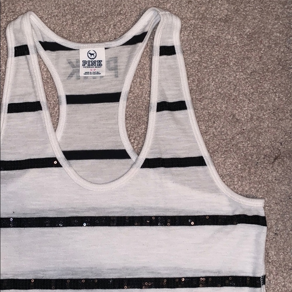 Victoria Secret Pink striped sequin tank top